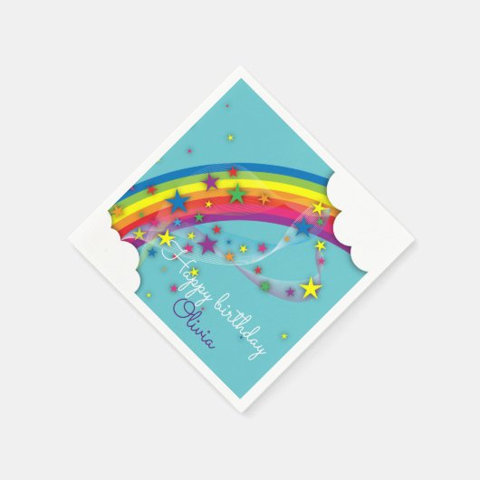 Cute  Girly Rainbow Stars Sky en Clouds Servet (Hoek)