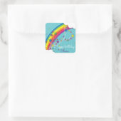 Cute  Girly Rainbow Stars Sky en Clouds Vierkante Sticker (Tas)