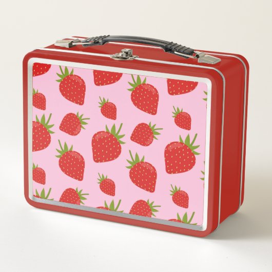 Cute Girly Red Pink Retro Strawberry Pattern (Voorkant)