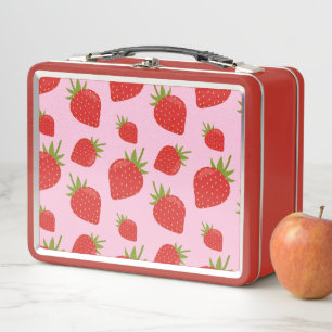 Cute Girly Red Pink Retro Strawberry Pattern