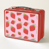 Cute Girly Red Pink Retro Strawberry Pattern (Achterkant)