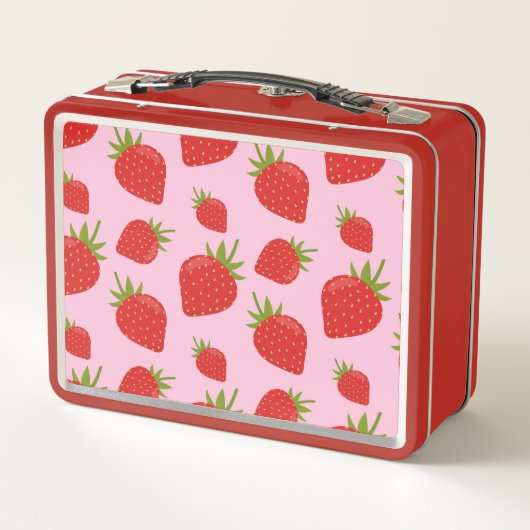 Cute Girly Red Pink Retro Strawberry Pattern (Achterkant)