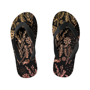 Cute Girly Roos Gold Floral handtekening Kinder Teenslippers