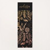 Cute Girly Roos Gold Floral Monogram Yogamat (Voorkant)