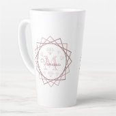 Cute Girly Roos Gold Monogram Geometric Latte Mok (Linkerhoek)