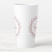 Cute Girly Roos Gold Monogram Geometric Latte Mok (Voorkant)