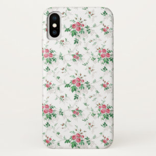 Cute Girly Roses-White Background iPhone X Hoesje