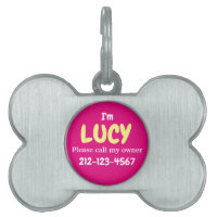 Cute Girly Silver Bone Shaped Hot Pink Gepersonali