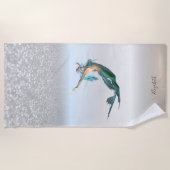 Cute Girly Silver Glitter Bokeh Mermaid Strandlaken (Voorkant)