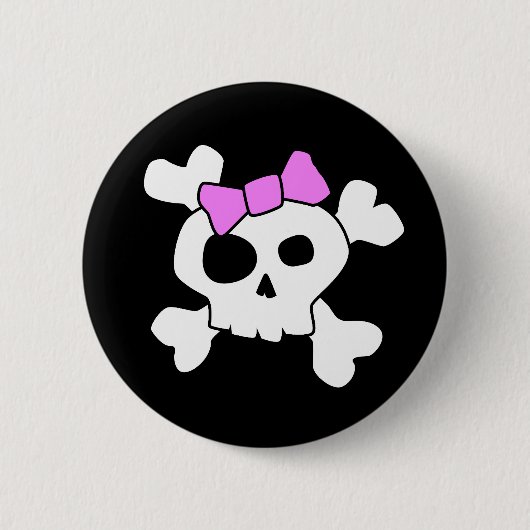 Cute Girly Skull Button (Voorkant)