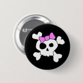 Cute Girly Skull Button (Voorkant /achterkant)