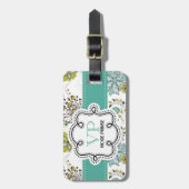 Cute Girly Spring Floral Specialized Initialen Bagagelabel (Voorkant verticaal)