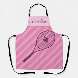 Cute Girly Striped Pink Tennis Theme Girl's Name Schort