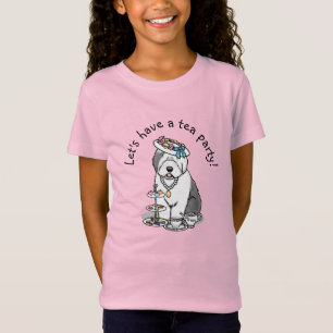 Cute Girly Tea Party Old English Sheepdog (grijs 1 T-shirt