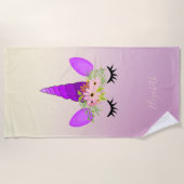 Cute Girly Unicorn , Ombre - Personalized Strandlaken (Voorkant)