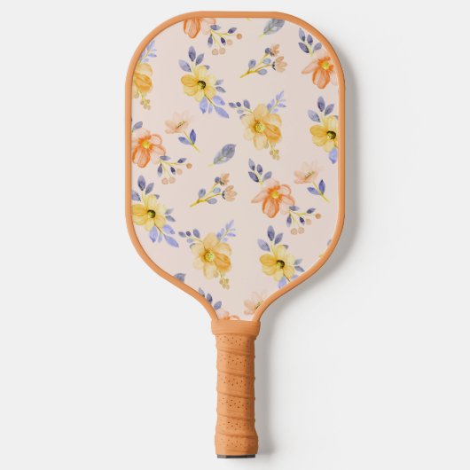 Cute Girly Waterverf Flower Floral Pattern Pickleball Paddle (Voorkant)
