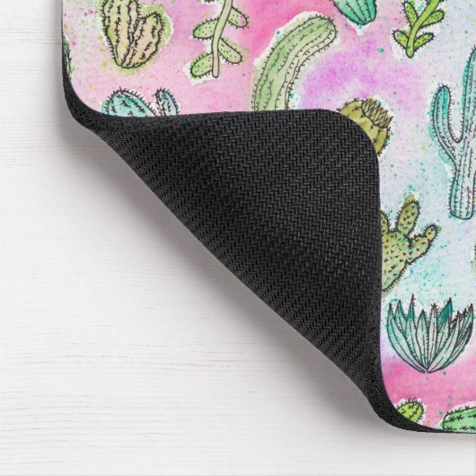 Cute Girly Waterverf Paint Summer Cactus Pattern Muismat (Hoek)