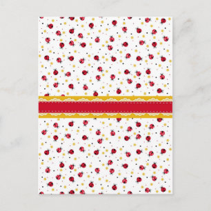 Cute girred white ladybugs stippen briefkaart