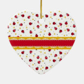 Cute girred white ladybugs stippen keramisch ornament (Achterkant)