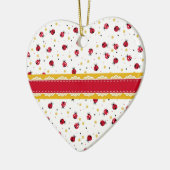 Cute girred white ladybugs stippen keramisch ornament (Links)