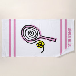 Cute girroze tennis racket design, aangepast strandlaken