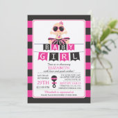 Cute Glam Diva Girl Baby shower Invitation (Debout devant)