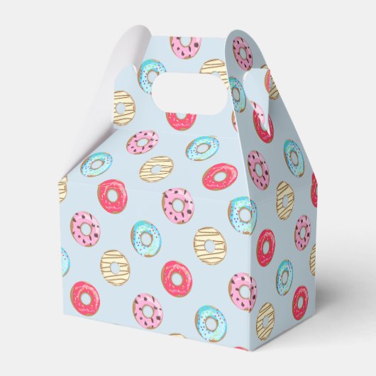 Cute Glazed Doughnut Pattern Light Blue Bedankdoosjes (Achterkant)