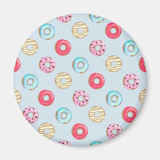 Cute Glazed Doughnut Pattern Light Blue Magneet (Voorkant)