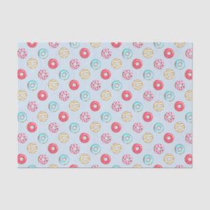 Cute Glazed Doughnut Pattern Light Blue Tissuepapier