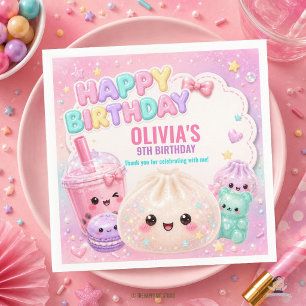 Cute Glitter Dumpling Bao Zachte Party Verjaardag Servet