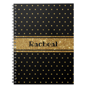 Cute Glitter Gouden Stippen Persoonlijke Naam Notitieboek