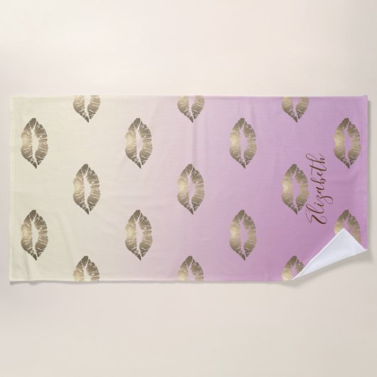 Cute Glitter Lips ,Ombre - Personalized Strandlaken (Voorkant)