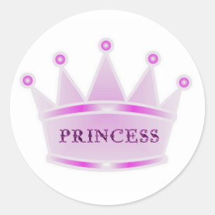 Cute Glitter Pink Tiara Crown Princess Ronde Sticker