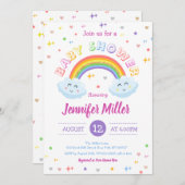 Cute Glitter Rainbow Colorful Clouds Baby shower Kaart (Voorkant / Achterkant)
