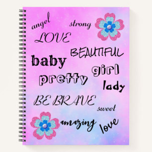 Cute glitter regenboogmeisje notitieboek