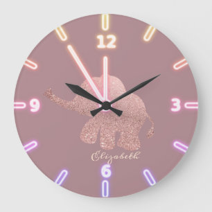 Cute Glitter Rose Goud Olifant - Persoonlijk Grote Klok
