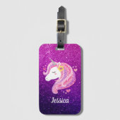 Cute Glitter Unicorn Bagagelabel (Voorkant (verticaal))