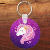Cute Glitter Unicorn Sleutelhanger (Voorkant)