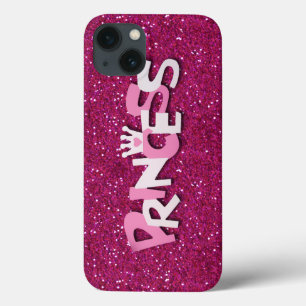 Cute Glitterende Heet Roze Prinses Glitters iPhone 13 Hoesje