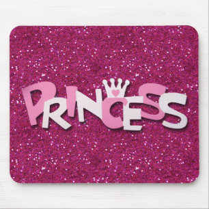 Cute Glitterende Heet Roze Prinses Glitters Muismat