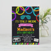 Cute glow 80s party call kaart (Staand voorkant)