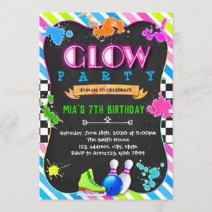 Cute glow party verjaardaguitnodiging kaart