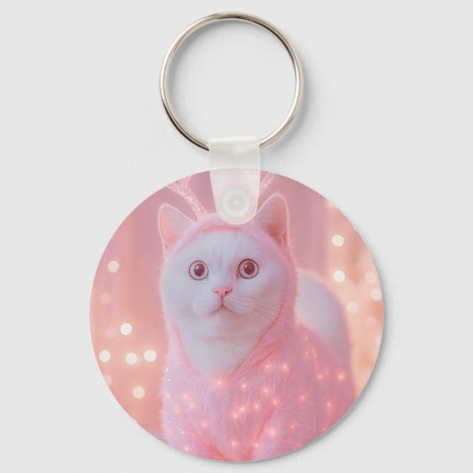 Cute Glowing Reindeer Kitty Winter Fantasy         Sleutelhanger (Voorkant)