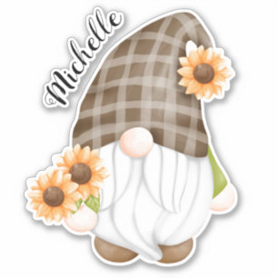 Cute Gnome and Sunflower Sticker