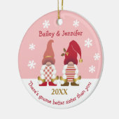 Cute Gnome Better Zister Red Gold Pink Gingham Keramisch Ornament (Links)