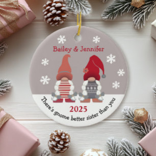 Cute Gnome Better Zuster Red Pink Grey White Keramisch Ornament