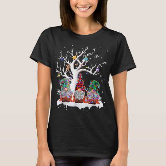 Cute Gnome Buffalo Pset Kerstmis Light T-shirt (Voorkant)
