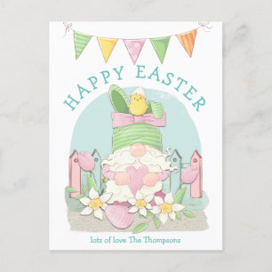 Cute Gnome Bunny Chick Spring Pastels Happy Easter Feestdagenkaart