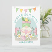 Cute Gnome Bunny Easter Egg Hung invitation (Debout devant)