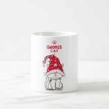 Cute gnome cat cartoon met kerstlicht